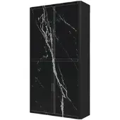 PaperFlow easyOffice Rollladenschrank Motiv schwarzer Marmor silber, 110x204x41.5 cm