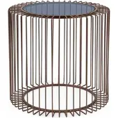 Natur24 Couchtisch Kieran 50 x 50 x 48 cm Stahl Glas Braun