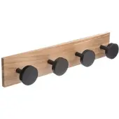 Wellhome Exclusive S - Holz-Kleiderständer mit 4 schwarzen Haken 40x8x6,5 cm