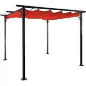 Mendler Pergola HWC-C42, Garten Pavillon, stabiles 6cm-Gestell + Schiebedach 3,5x3,5m terracotta