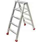 AgriEuro Premium Doppel-Aluminium-Stehleiter 1031, 2x5 Stufen, Höhe 1,20 m