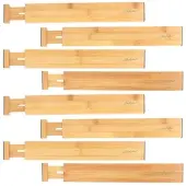 Carlo Milano 8er-Set verstellbare Schubladentrenner aus Bambus, 38,1 bis 45 cm