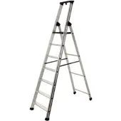 S.T.P. Issima Aluminium-Stufenstehleiter mit Ständer 7 Stufen 2,20 m