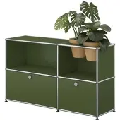 USM United Soft USM Haller Sideboard mit zwei Klapptüren und Pflanzeneinsatz Olivegrün