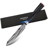 WOLFCUT - Damaskus Allzweckmesser 13 cm Klinge 73-lagiger japanischer Damaszenerstahl mit Geschenkbox
