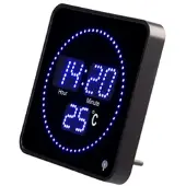 Pearl Flache LED-Funk-Tisch- und Wanduhr, Temperatur-Anzeige, blaue LEDs