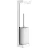 Gessi Rettangolo Accessoires Kombination mit Papierrollenhalter und Toilettenbürstengarnitur weiss