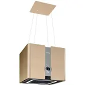 Klarstein Futurelight Smart Dunstabzugshaube freihängend - Abzugshaube Umluft mit 413m³/h Abluftleistung, Inselhaube Umluft mit LED-Beleuchtung, Edelstahl, gold