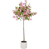Creativ Green künstliche Pflanze Bougainvillea Hochstamm im Kunststofftopf mit Erde, 150cm, Pink-Creme