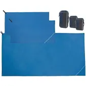 Pearl 3er-Set Mikrofaser-Handtücher mit Tasche, 100x50 cm & 200x100 cm, blau