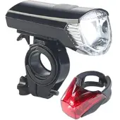 Pearl Fahrrad-Akku-Front- & -Rücklicht mit Halterungen, USB-Ladung, IPX4