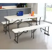 Lifetime Kunststoff Bierzeltgarnitur 3-teilig Weiß 183x70x74 cm