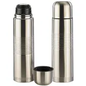 Rosenstein & Söhne 2er-Set Edelstahl-Isolierflasche mit Becher 0,5 Liter