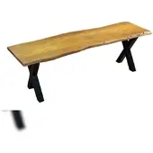 Möbelliebling Sitzbank Baumkante 140 cm nussbaum massiv Akazie X-Gestell schwarz