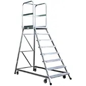 Iller-Leiter Iller Podestleiter fahrbar mit gefederten Lenkrollen Aluminium 6 Stufen