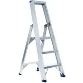Asc Eurostairs Stufenstehleiter einseitig eloxiert mit Plattform 3 Stufen