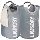 Rosenstein & Söhne 2er-Set moderne Wäschesammler mit Handgriffen, 65 Liter Volumen