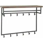 Feeling4Home Garderobe Solalid Saja Massivholz, modernes Industriedesign, braun, mit Hutablage und 12 Haken