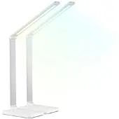 Lunartec 2er-Set Aluminium-Schreibtischleuchte, CCT, 660 lm, USB, silber/weiß