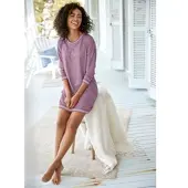 Vivance Nachthemd DREAMS, Damen, Gr. 32/34, N-Gr, lila (mauve), Single Jersey, Obermaterial: 100% Baumwolle, Basic, bequem kurz, Rundhals, Rippbündchen, Kleider Nachthemd, mit Ripp-Abschlüssen