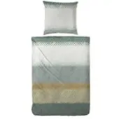 Hahn Primera Edelflanell Bettwäsche 135x200 Streifen ocker grau sand grün 174145-51