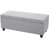 Mendler Aufbewahrungs-Truhe Kriens, Sitzbank Bank, Stoff/Textil, 45x114x45cm FSC-zertifiziert ~ hellgrau