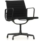 Vitra - EA 103 Stuhl beschichtet tiefschwarz mit Armlehnen, Hopsack nero (Filzgleiter)