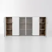 Maro Büroschrank 3 OH abschließbar mit 2 Glastüren Grafo
