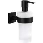 Bravat Quaruna Flüssigseifenspender 753899 Glas satiniert, schwarz matt, zum Kleben oder Schrauben