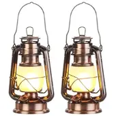Lunartec 2er-Set LED-Sturmlaternen mit Flammen-Effekt; 25 cm Höhe; bronzefarben
