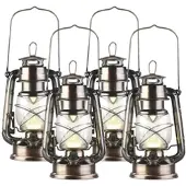 Lunartec 4er-Set Helle LED-Sturmlampen, Batterie, 200lm, 3W, warmweiß, bronze