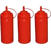 GVK 3 Stück rote Quetschflaschen 0,49 Liter Dosierflasche Spenderflasche Dressingflasche