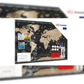 Allboards Metallische Magnettafel WELTKARTE SCHWARZ 90x60cm MetalBoards Memoboard für jede Art von Magneten Magnetpinnwand + 4 Marker, 10 Magnete