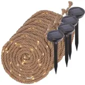 Lunartec 4er-Set Solar-Seil-Lichterkette aus Naturfasern, 60 eingearbeitete LED