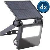 Luminea 4er-Set Solar-LED-Wandfluter mit Bewegungssensor, 700 lm, 1.800 mAh