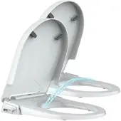 BadeStern 2er-Set Bidet-Toilettensitz mit Doppeldüsen, Absenkautomatik, D-Form