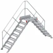 Euroline 512 Überstieg 45° 600mm Stufenbreite 2x8 Stufen Stahl Gitterrost