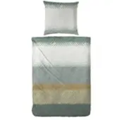 Hahn Primera Edelflanell Bettwäsche 155x220 Streifen ocker grau sand grün 174145-51