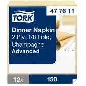 Tork Dinnerservietten Champagner, 1/8‐Falz, 2‐lagig, 39 cm × 39 cm, 12 × 150 Ser...