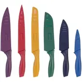 Rosenstein & Söhne 6-teiliges Edelstahl-Küchenmesser-Set, Antihaftbeschichtung, bunt