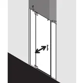Kermi Filia XP Pendeltür 1-flügelig mit Festfeldern FX1GL15020VUK 150 x 200 cm, silber hochglanz, ESG SR Opaco, links, auf Duschwanne