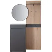 Phoenix Kompaktgarderobe "Salon" mit Stauraum, Basalt Grau mit Artisan Eiche