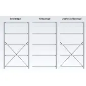 Regalwerk BERT Ordnungsregal Anbaufeld HxBxT 2000x1005x600mm 11 Stahl-Fachböden