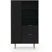 Möbel Kraft Highboard ¦ schwarz ¦ Maße (cm): B: 80 H: 140