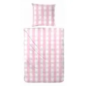 Westminster Feinbiber Bettwäsche 155x220 Karo kariert weiß rosa 173097-44