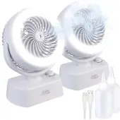 Sichler Haushaltsgeräte 2er-Set Akku-Tisch-Ventilator & Vernebler,Oszilation,LED-Ring,1.200mAh