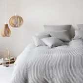 Elegante Halbleinen Bettwäsche Cozy hellgrau Kissenbezug einzeln 40x80 cm - grau