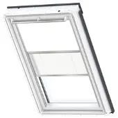 Velux Vorteils-Set Verdunkelungsrollo uni weiß und Faltstore Plissee weiß manuell Rahmen aluminium DFD M10 1025S