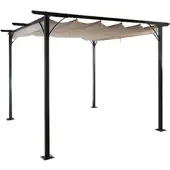 Mendler Pergola HWC-C42, Garten Pavillon, stabiles 6cm-Gestell + Schiebedach 3,5x3,5m creme