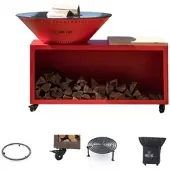 Grill'Chic Privilege Pack Traditioneller Feuerkorb Stahl 83 Rot Doppelte Wanne